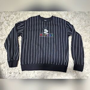 Disney Vintage Crewneck sweater black white pin stripes Large
